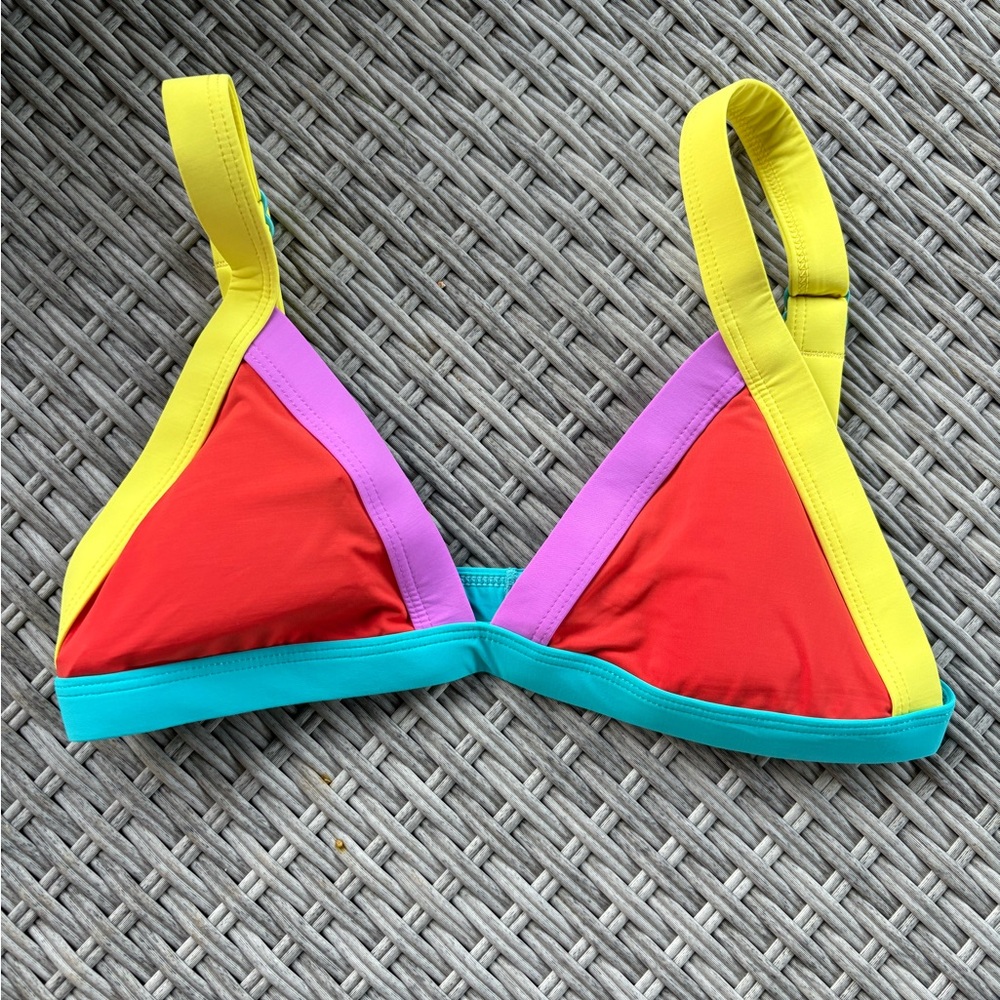 OneOne Kameron Jesse Brighton Triangle Colorblock Adjustable Bikini Top Medium - Picture 5 of 7